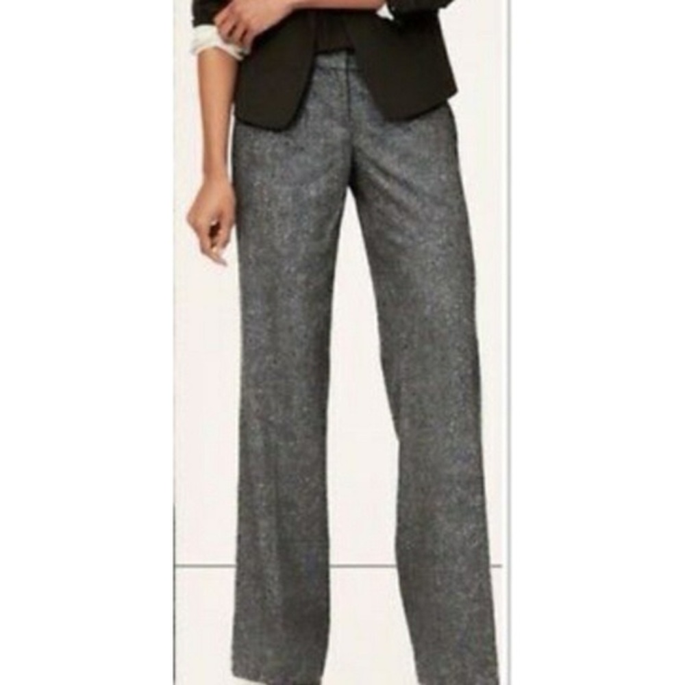Loft Julie Wide Leg Charcoal Gray Trouser Pants